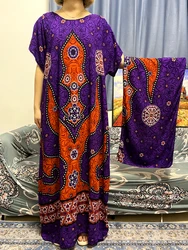 Muslim Abayas For Women 2023 Summer Print Floral Cotton Femme Robe African Islam Turkey Woman Traditional Dresses With Headscarf