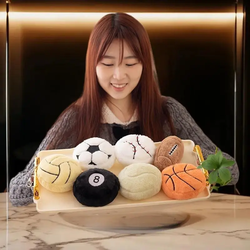 축구 스타일 봉제 인형 부드러운 열쇠고리 마스코트; 럭비 및 농구 팬들을 위한 가방 펜던트로 사용되는 봉제 공