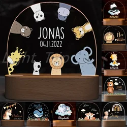 Personalized USB NightLight Custom Name Acrylic Lamp Animal Design Baby Kids Bedroom Home Decoration Birthday Anniversary Gift