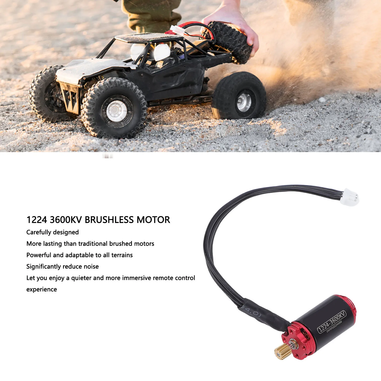1224 3600KV Bürstenloser Motor 1224 3600KV Bürstenloser Motor Ersatz für Axial SCX24 RC-Auto Leistungsstarker Geräuscharmer Bürstenloser Motor