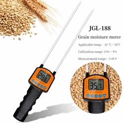 Digital Grain Moisture Meter JGL-188 Hygrometer with Measuring Probe For Corn Wheat Rice Bean Peanut Sorghum Humidity Tester