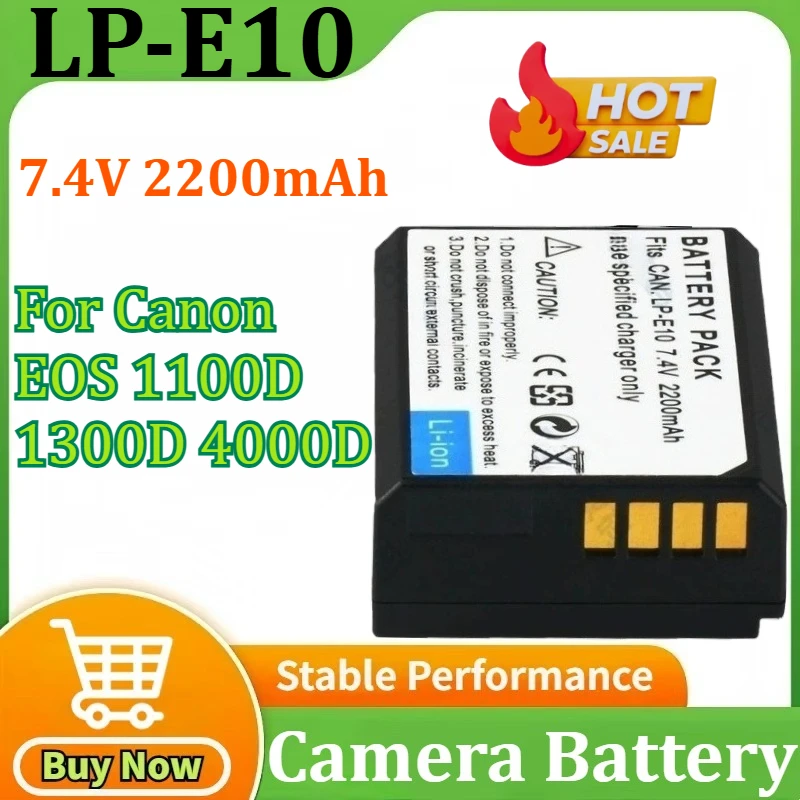

LP-E10 Battery 7.4V 2200mAh LPE10 LP E10 Rechargeable Batteries for Canon EOS 1100D 1300D 4000D Camera Batteries