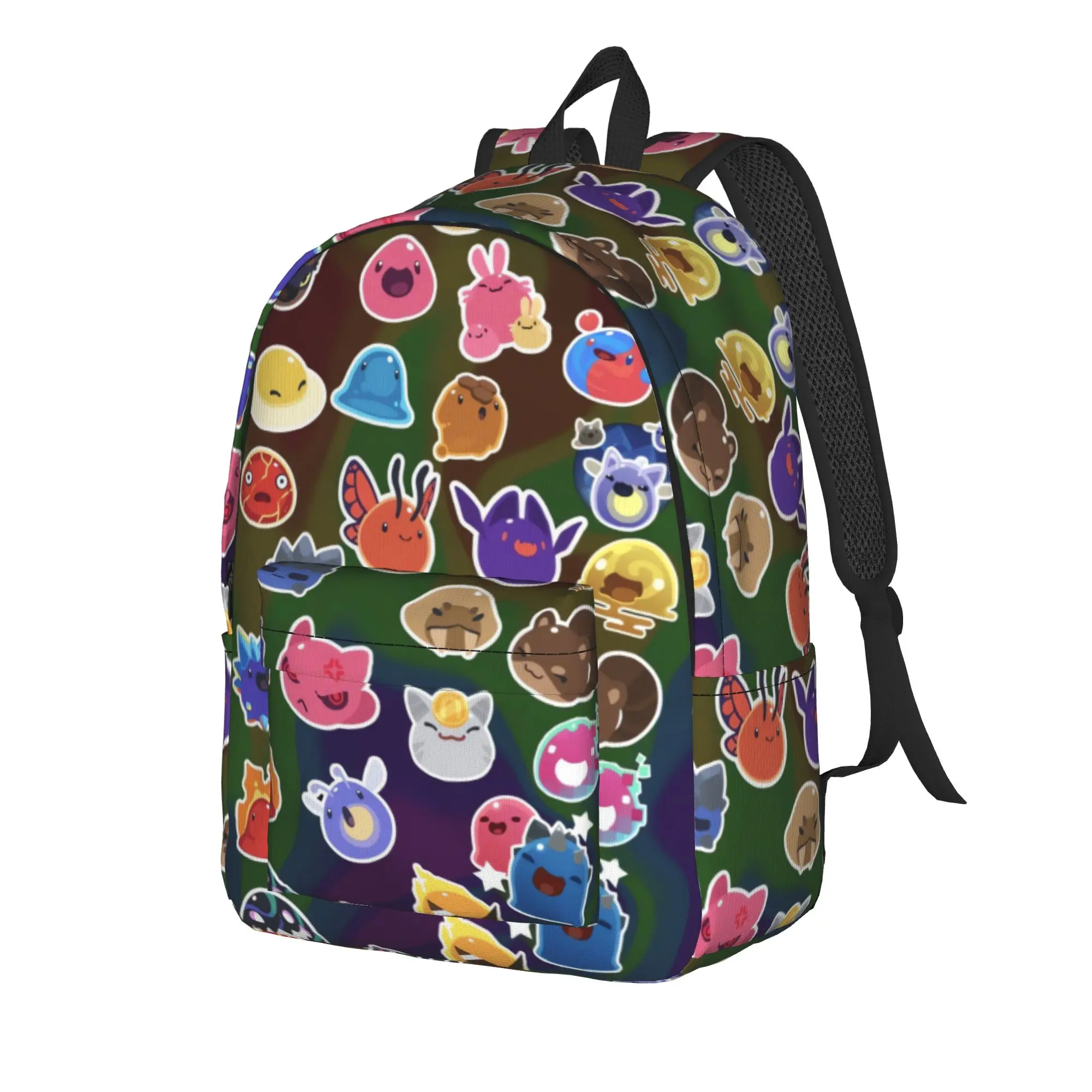 Dark Colorful Slime Rancher Backpack  Cycling Backpacks Boy Girl Custom Large School Bags Pretty Rucksack