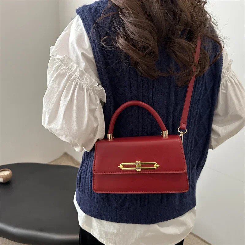 Bolso cruzado con cierre de Hardware para mujer, bandolera con cierre de Hardware de lujo, ligero y sencillo, con personalidad, primavera 2025