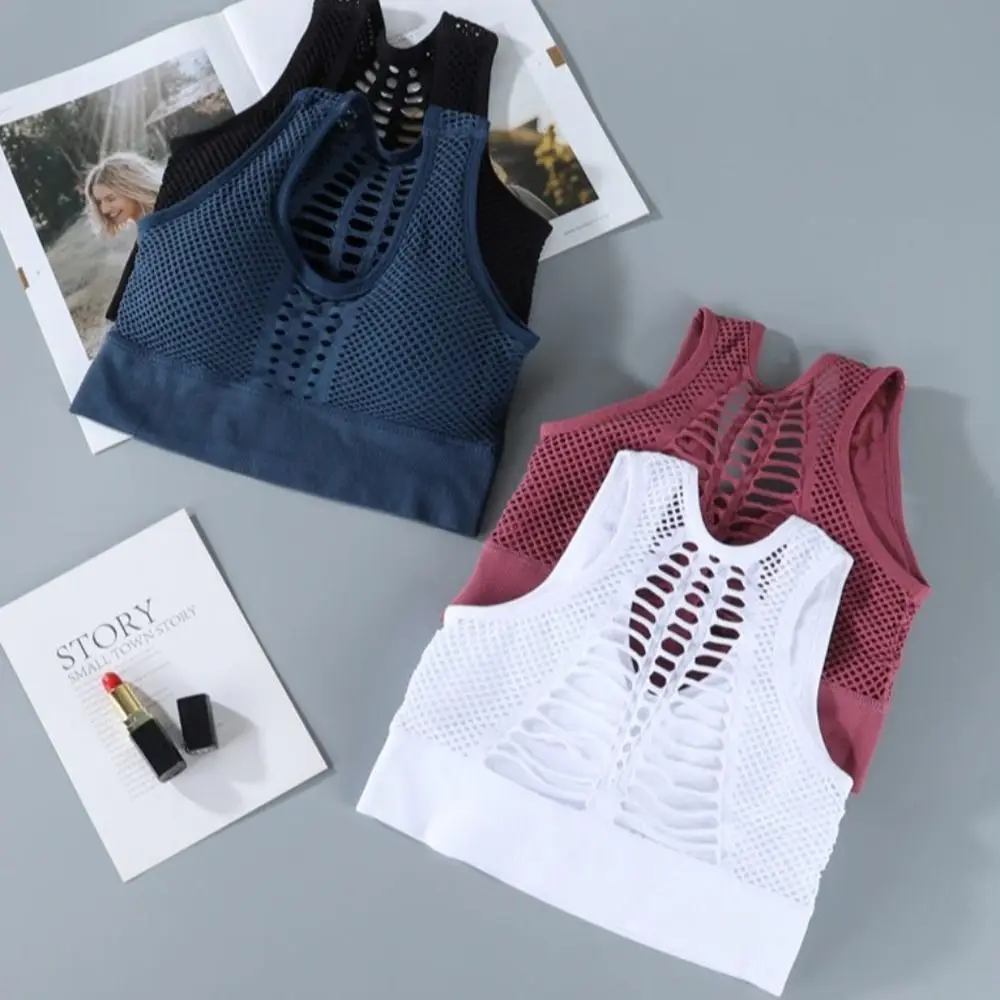 Female High Shockproof Women Active Bra Breathable Hollow Out Sports Bra Quick-drying Comfortable Yoga Bra Yoga