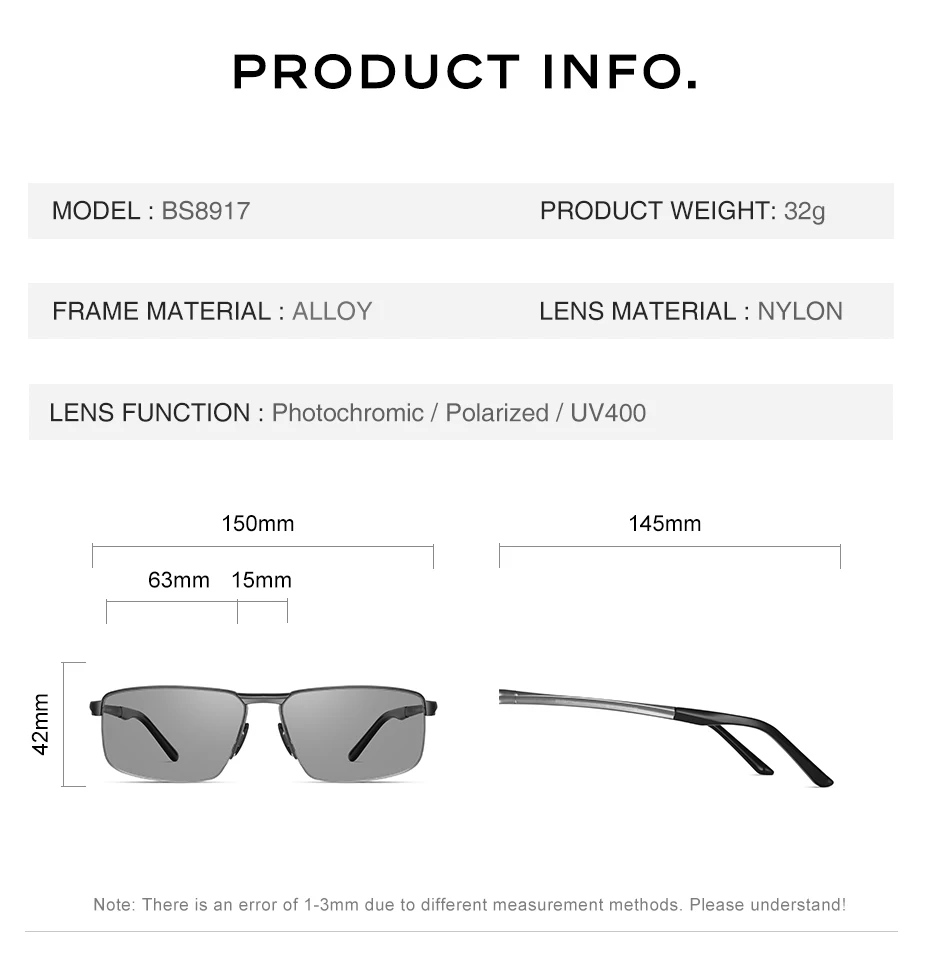 CAPONI neue Sonnenbrille für Männer Nylon polarisierte photo chrome Legierung fahren Sonnenbrille uv400 Marke Designer Sonnenbrillen bs8917 – Detail 14