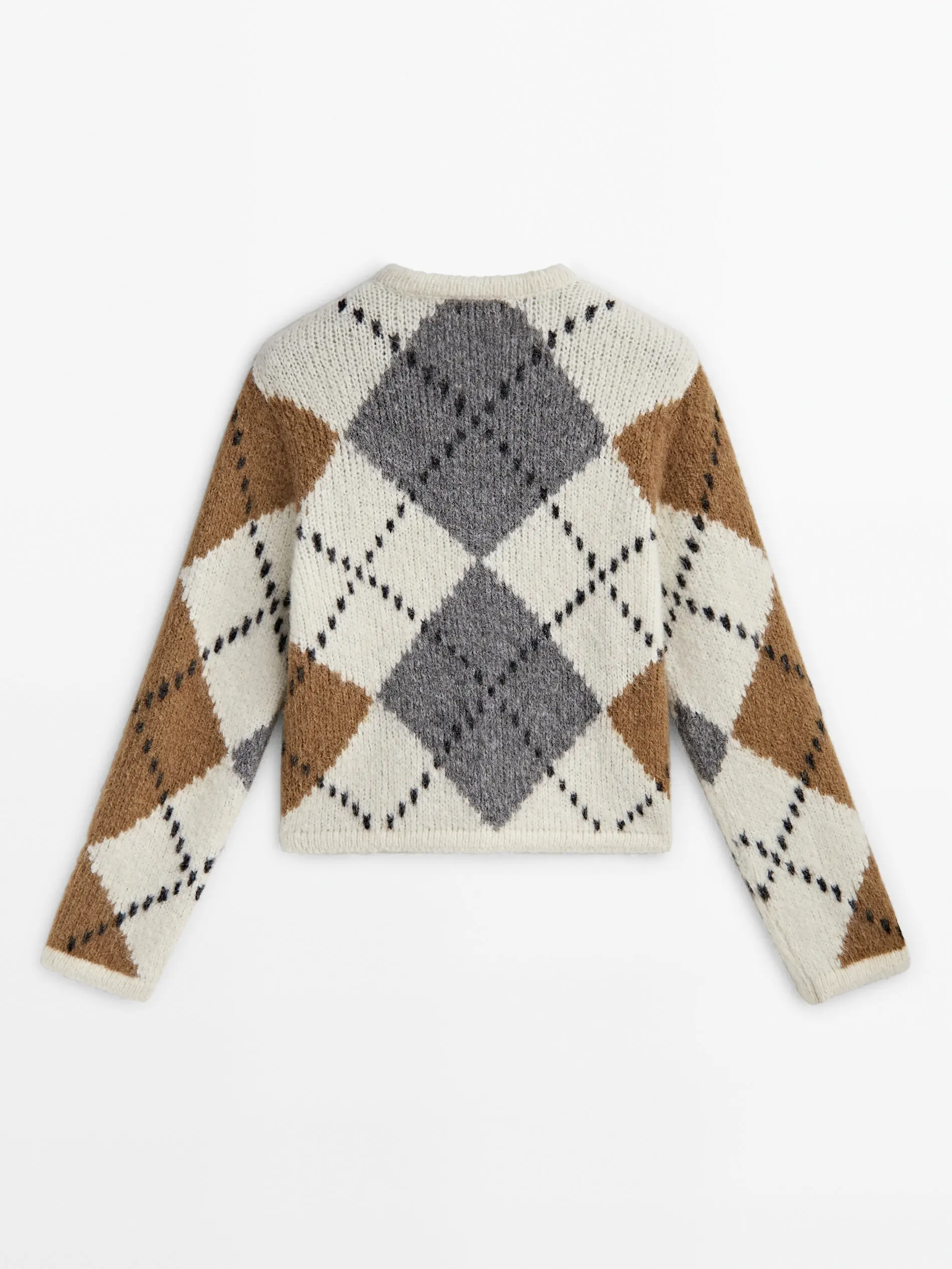 Ethereal autumn new style of College Lady lozenge soft knit cardigan short coat