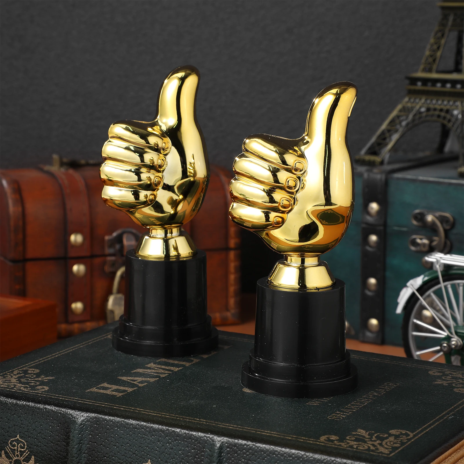 

6 pcs Mini Trophy 13cm Plastic Thumb Awards Kids Trophies Small Trophy Toy Kindergarten Competition Award Decor