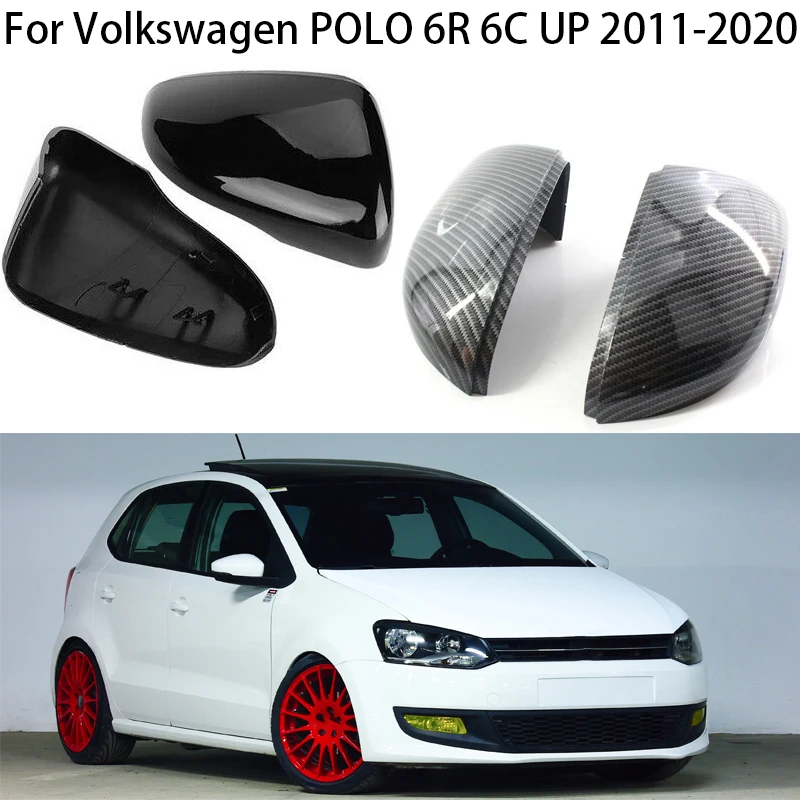 

For Volkswagen POLO 6R 6C UP 2011-2013 2014 2015 2016 2017 2018 2019 2020 Car Rearview Side Mirror Cover Cap Carbon Look Style