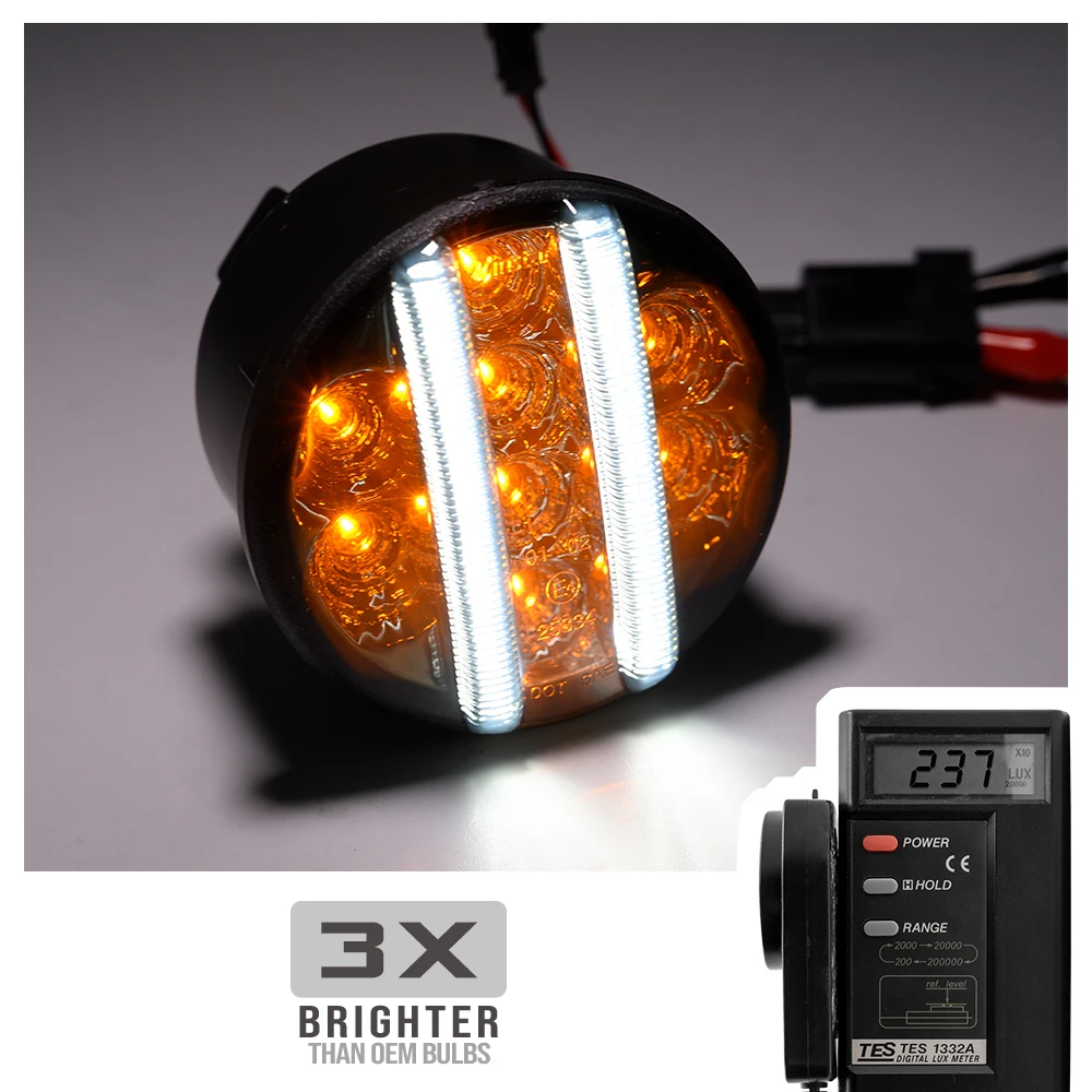Smoked 2in1 Bumper LED Amber Turn Signal/Driving Parking DRL Light For Jeep Wrangler JK 2007-2017 Front Side Direction Indicator