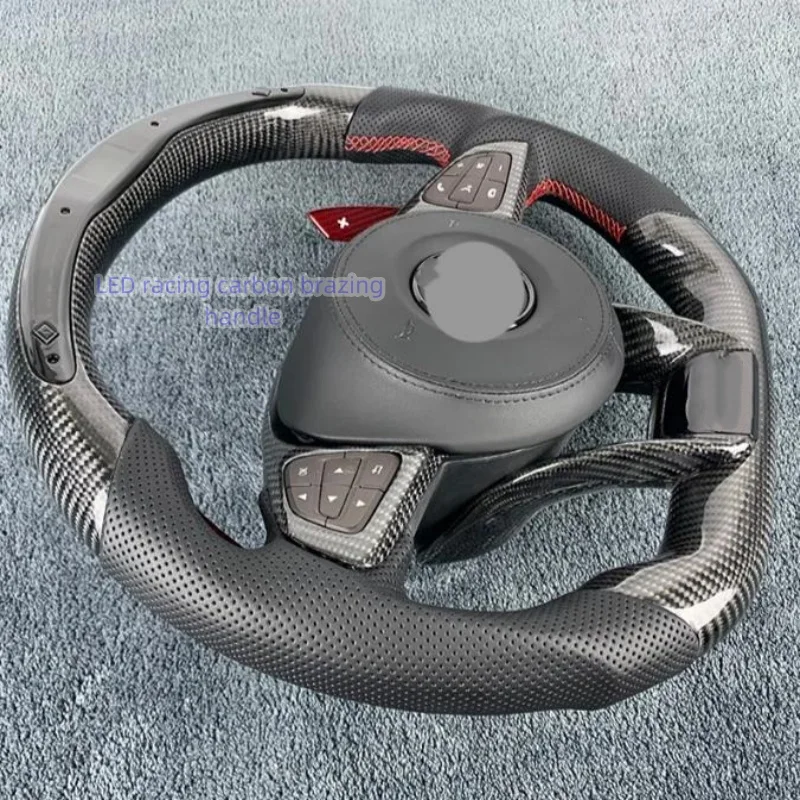 For Mercedes Benz W203 W176 W205 W204 W213 AMG CLA GLC GLB GLS GLE 2016 2017 2018 (handle) steering wheel carbon fiber LED