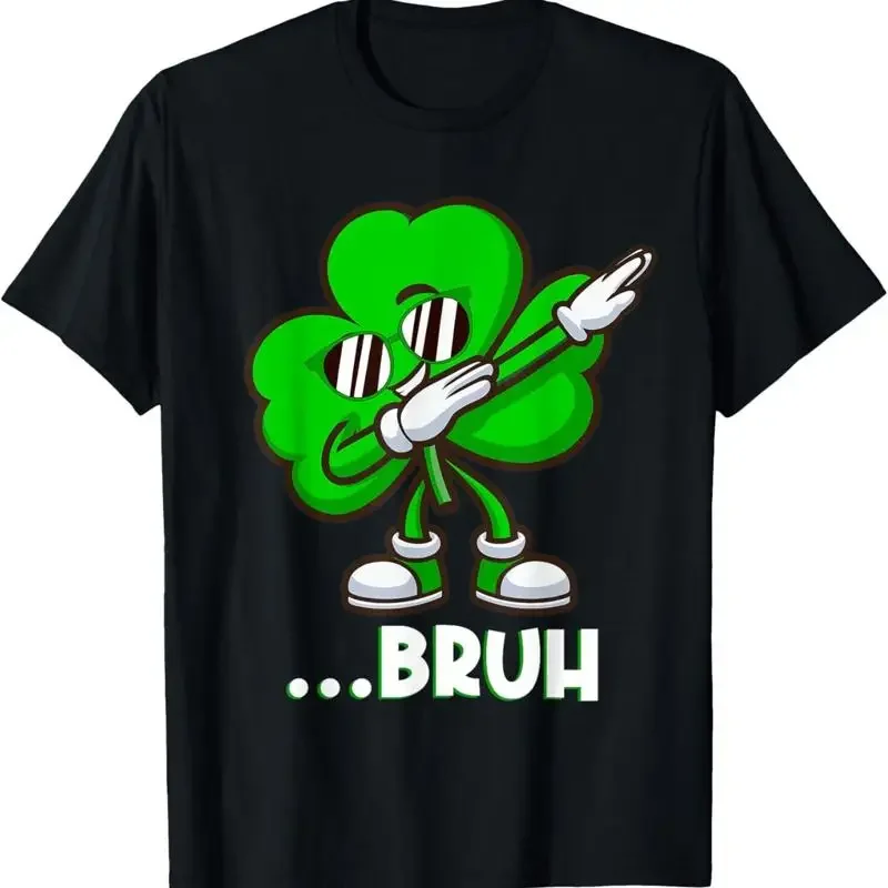 Bruh Dabbing Shamrock - Funny St Patricks Day Teens Boys T-Shirt