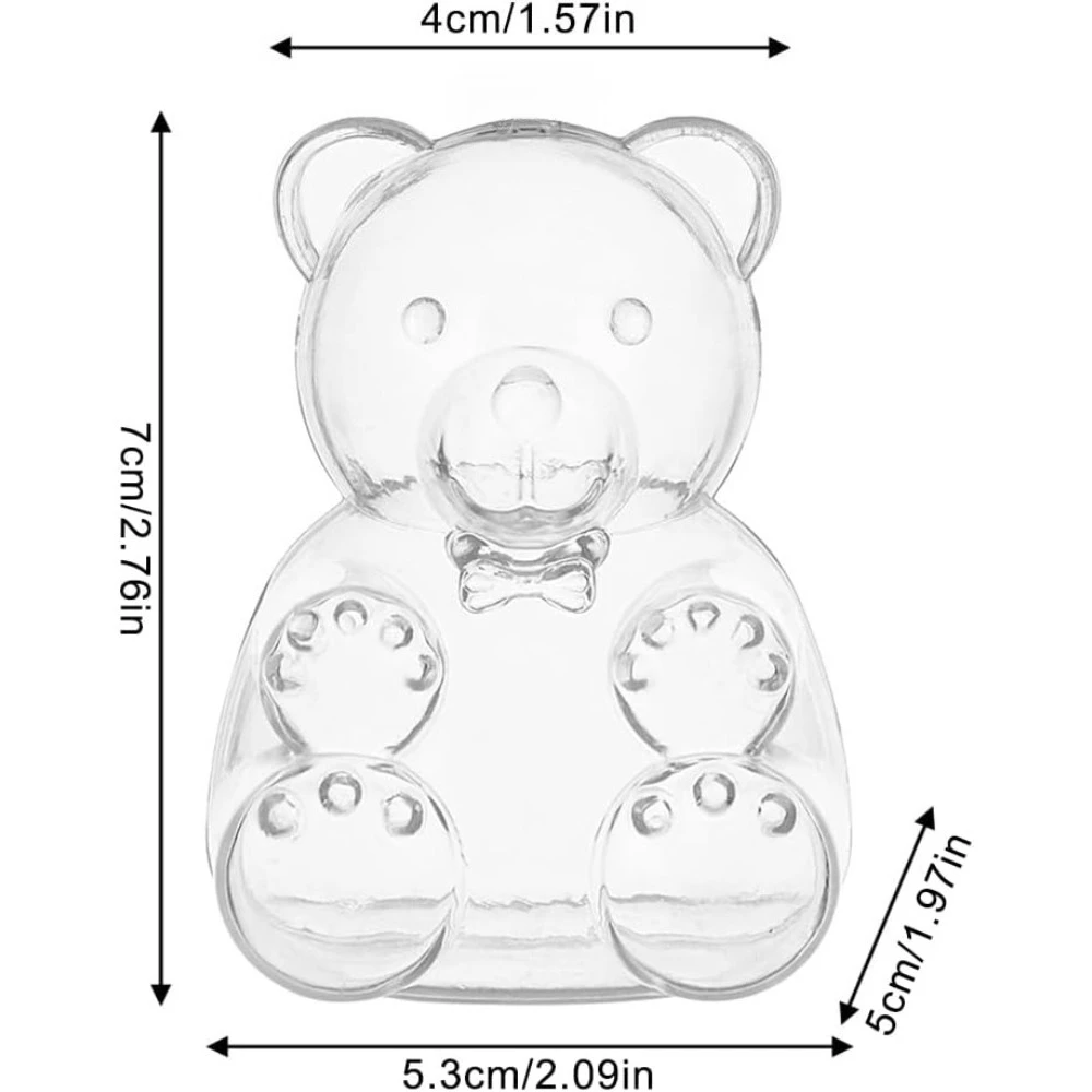 9/15pcs Bear-Shaped Candy Boxes Clear Refillable Jar Suitable for Wedding Favors, Showers Parties Cute Teddy Bear Plastic/Paper