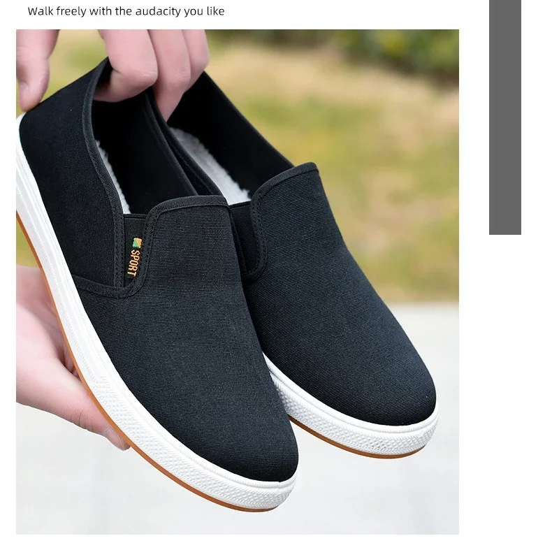 Herren Canvas Slip-On Schuhe, Lässige Loafer, Rutschfeste Gummisohle, Leichte Atmungsaktive Flache Schuhe, Alltagsschuhe, Bequeme Freizeitschuhe – Detail 9