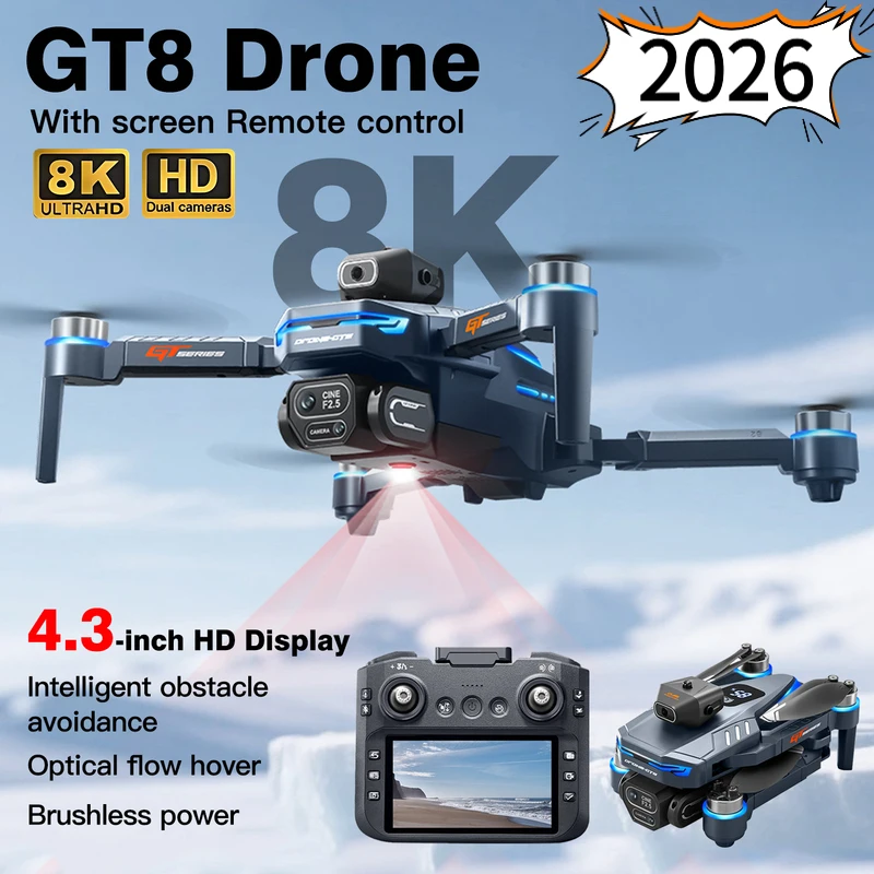 

2026New GT8 Drone 8K Professional Dual Camera GPS FPV Brushless Motor Optical Flow Hovering Folding Quadcopter RC Dron Toys