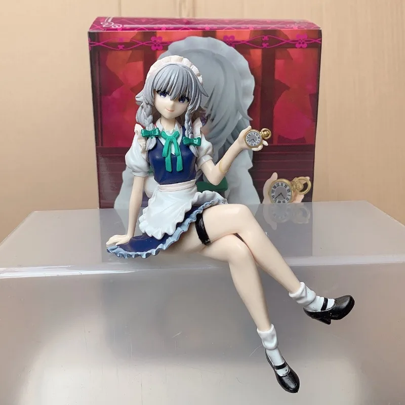 Boxed 14CM New Anime Touhou Project Izayoi Sakuya Kawaii Q version Figure PVC Model Toys Doll ornament Gifts