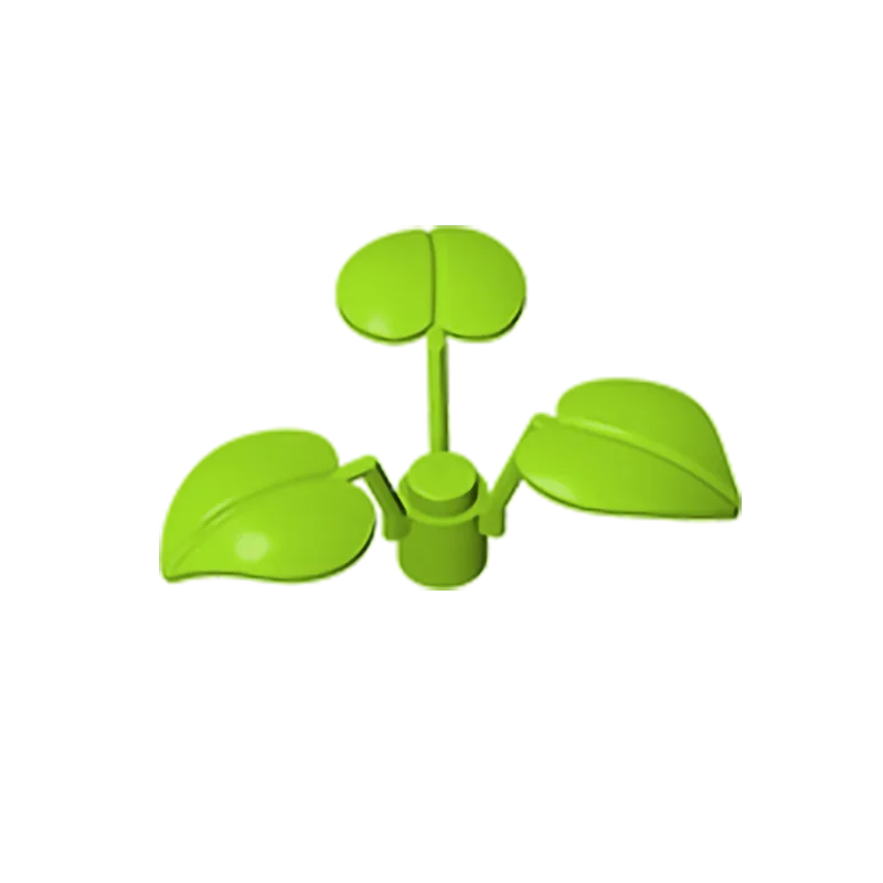 Gobricks GDS-1449 Plant Flower Stem 1 x 1 x 2/3 with 3 Large Leaves compatible with lego 6255 pieces of children\'s DIY