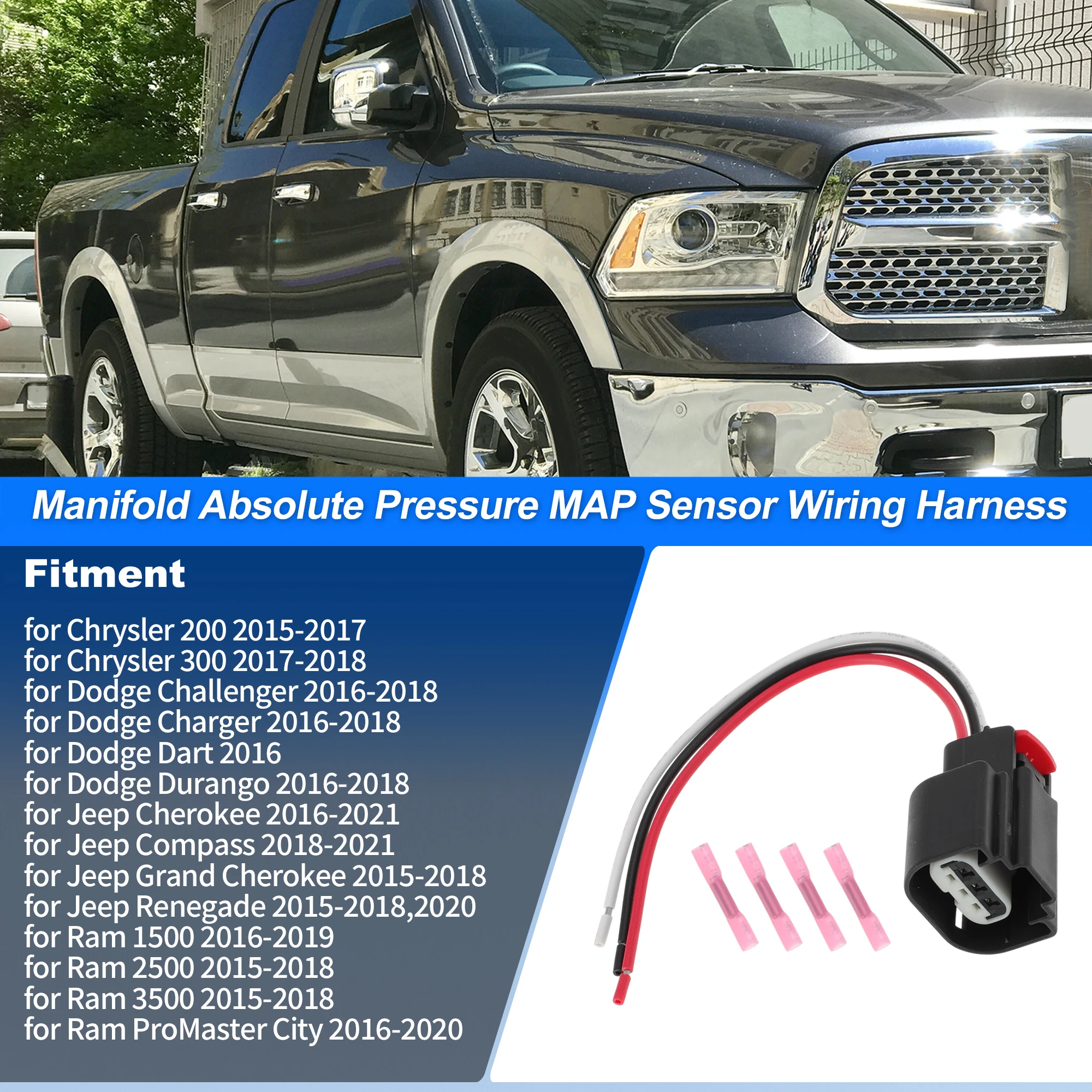 UXCELL No.5033310AC Manifold Pressure Sensor with Connector for Chrysler for Dodge