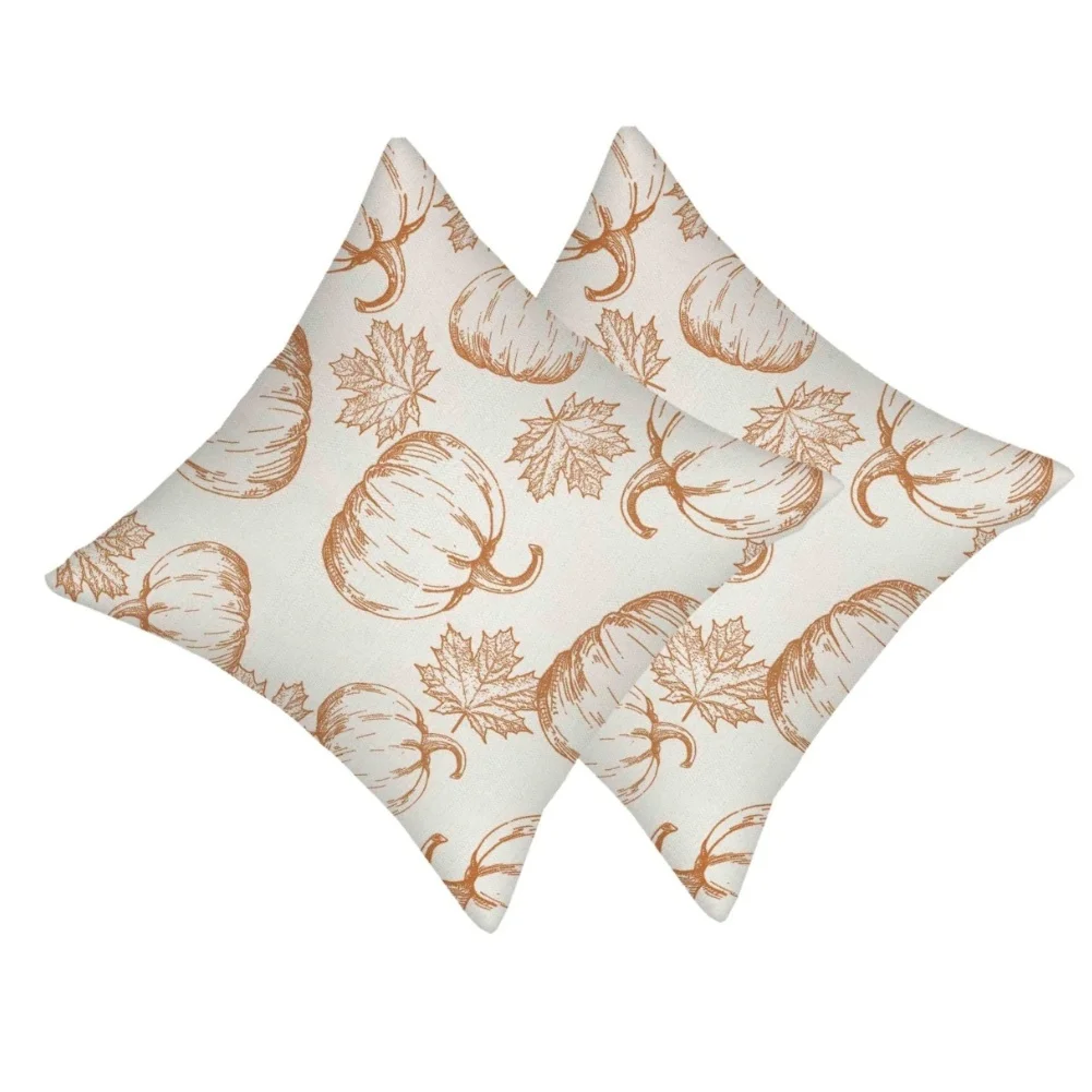 Autumn Home Accent Pumpkin Pillow Cover Linen Fabric Material Charming Visual Appeal Unique Autumn Pillow Cover