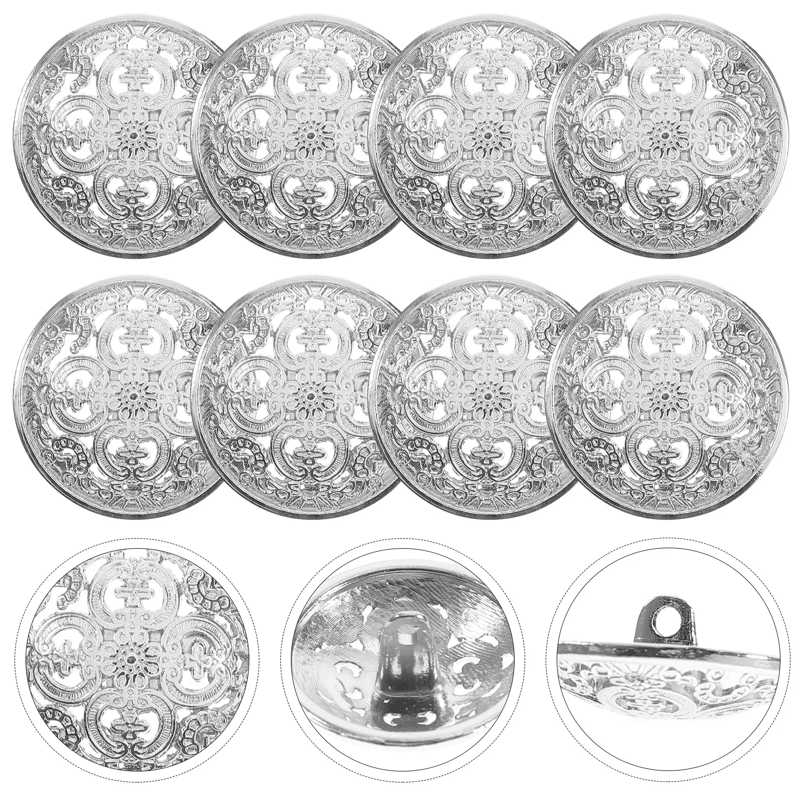 

30pcs 25Mm Metal Buttons Hollow Out Rust Proof Durable For Clothing Jacket Hat Jeans Diy Sewing Craft Accessory Silver