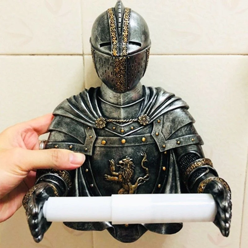 Knight Toilet Paper Holder Roll Hanger Tissue Dispenser Wall Mounted Bathroom Shelf Organizer Creative Funny Decor Home Storage