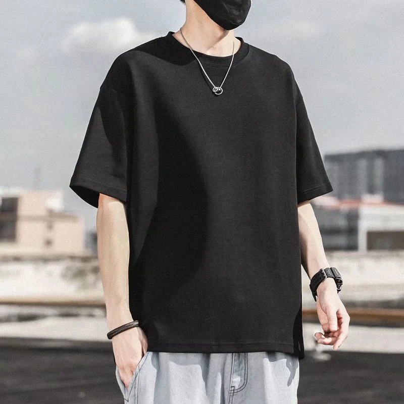 Ice thin summer round neck t-shirt with loose and trendy stretch, breathable and comfortable for men's clothing  5484