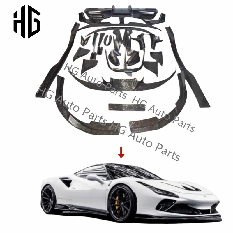 MSY Style 3K Carbon Fiber Front Side Lip Splitter Engine Air Vent Rear Ducktail Diffuser Body Kits For Ferrari F8 Bodykit