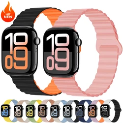 Sports Silicone Magnetic Strap for Apple Watch Ultra 2 10 49mm 46mm 42mm Bracelet IWatch 9 8 7 6 5 4 SE 45mm 44mm 41mm 40mm Band