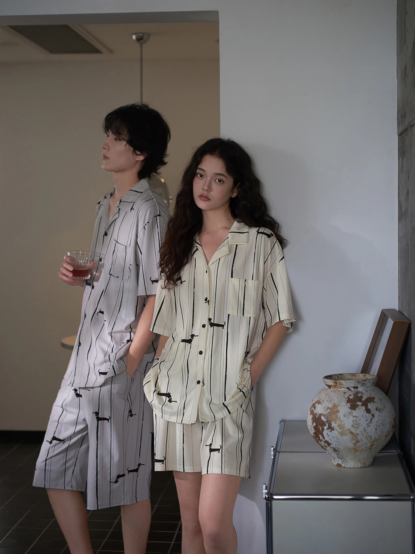 mrs-si-li-modal-couples-sleepwear-short-sleeve-women's-style-summer-home-clothes-soft-breathable-comfortable-loose-fit-printed