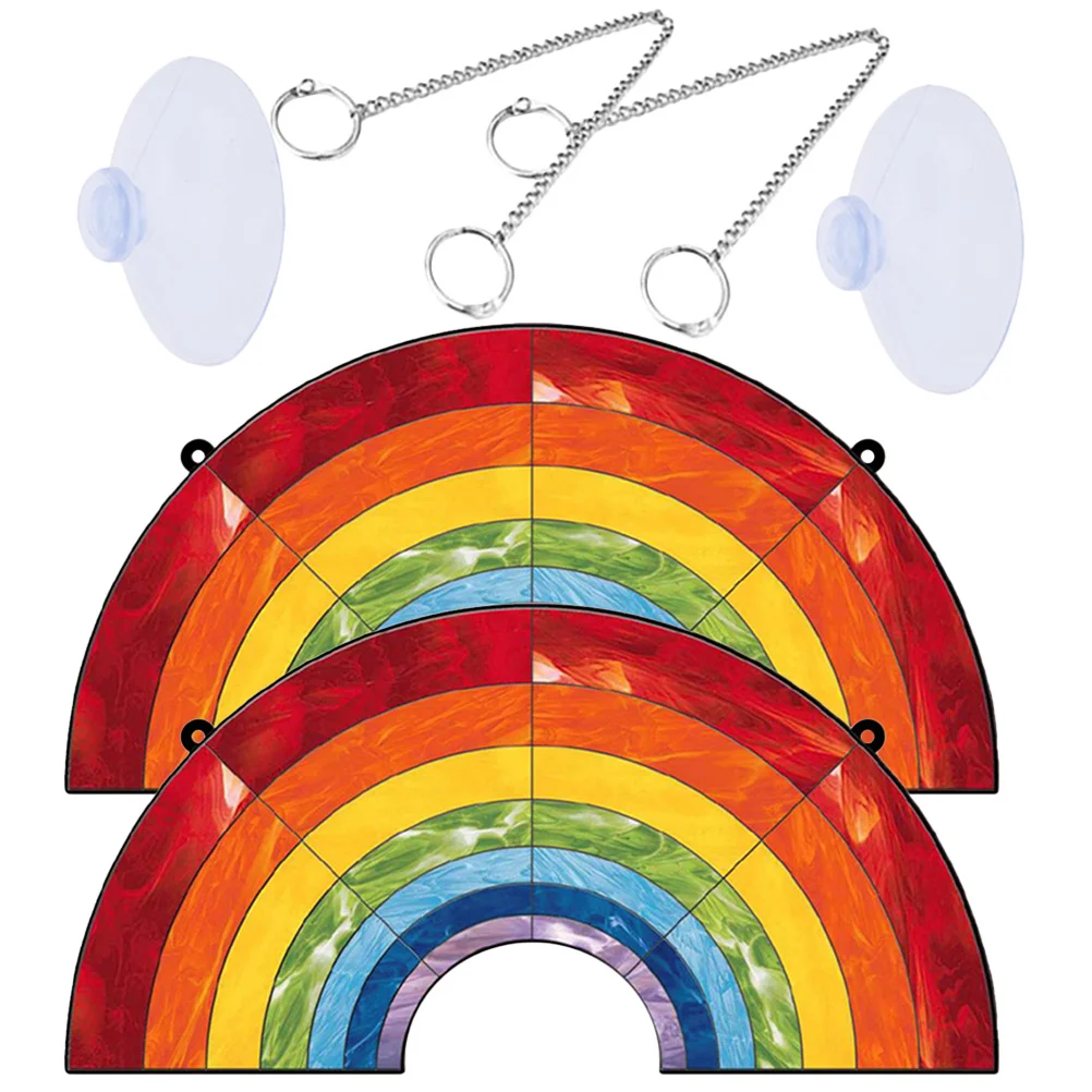 

1Set Rainbow Hanging Acrylic Stained Pendant Decorative Hanging Ornament Window Wall Decor Garden Living Room Decor