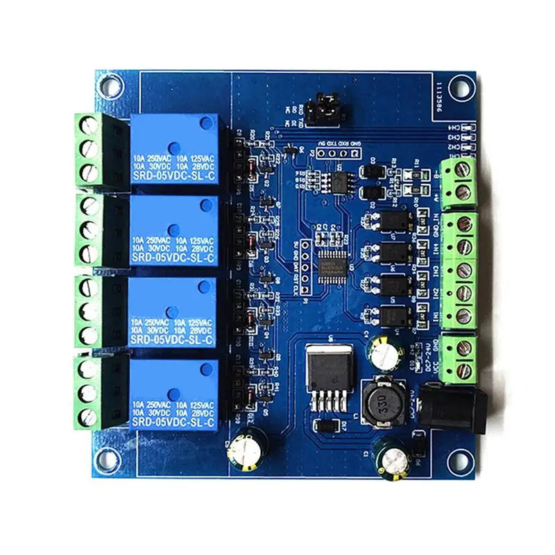 3X Modbus RTU 4 Way Relay Module 7-24V Relay Module Switch RS485/TTL Input And Output With Anti Reverse Protection-B61B
