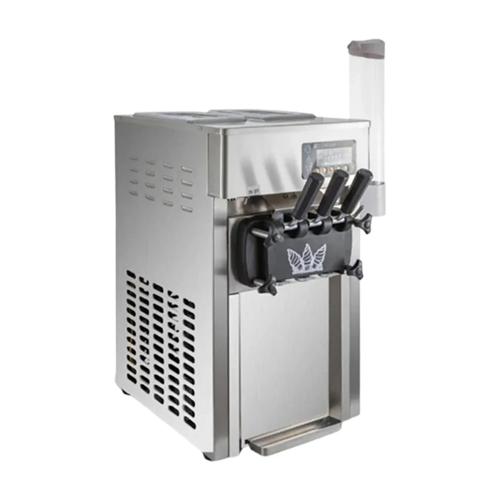 

High Quality 1200W 18 L/H Homemade Desktop Touch Screen Electric Stainless Steel 3 Flavors Soft Italian Ice Cream Cone Machine