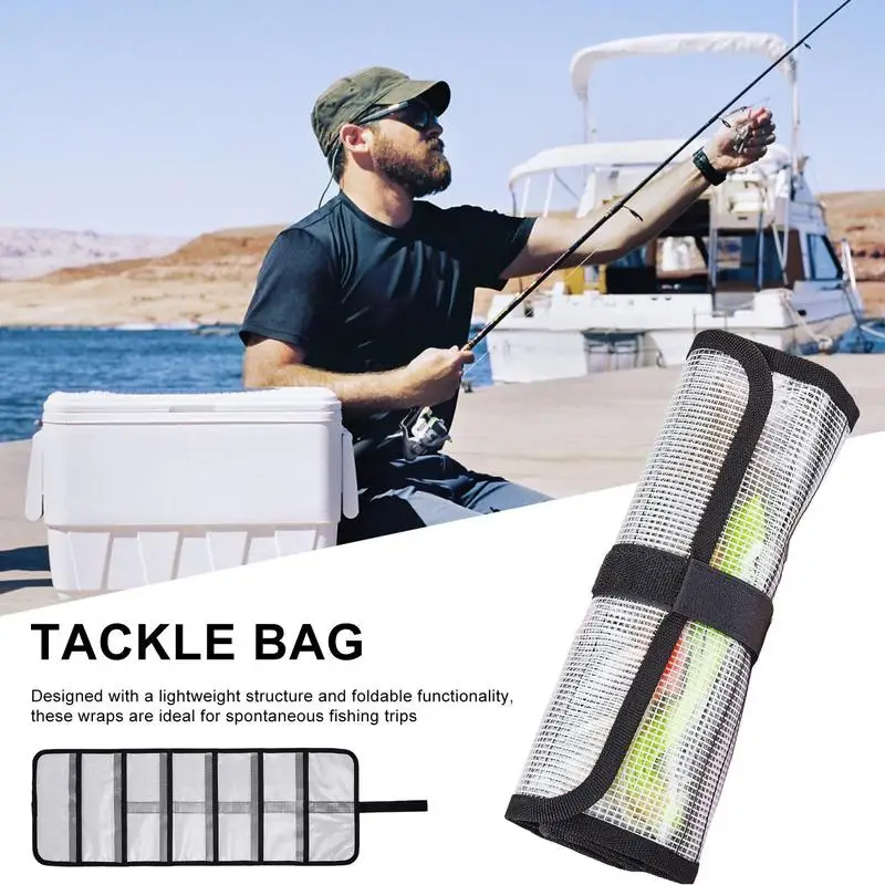

Fishing Lure Organizer Covers PVC Roll Up Fishing Bait Protective Covers Waterproof Tackle Organizer Bag For Women Girls Teens