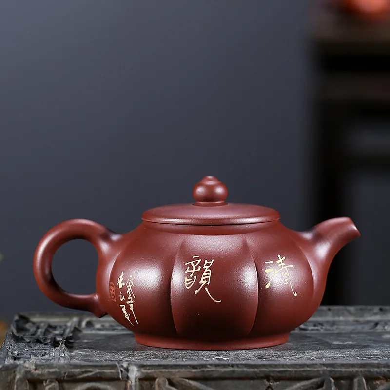Purple Clay Yixing Famous Brand Handmade From Original Ore Long-Lasting Fortune Painted Floral Teapot Kung Fu Tea Set