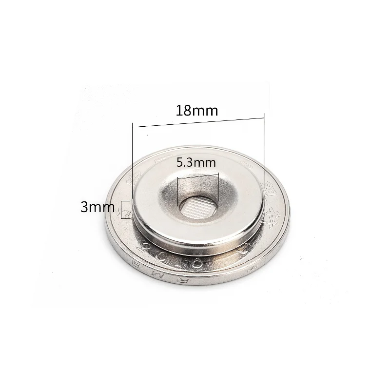 

10 pieces N52 High-strength countersunk hole magent Diameter 18 mm × Thickness 3mm - Hole diameter 5mm