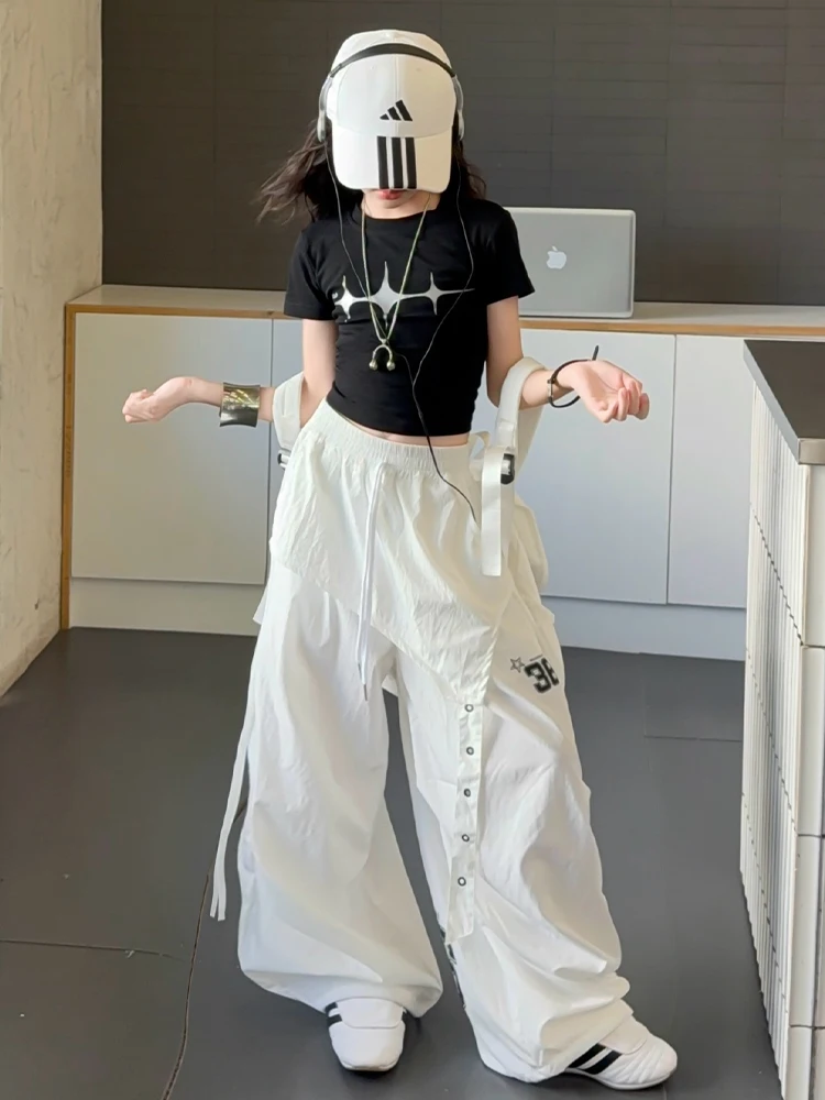 

Girls Summer Casual Thin ort Sve T-irt And Work Pants Two-Piece Set Cotton round Ne Overhead Dr for Ages 7 And u...