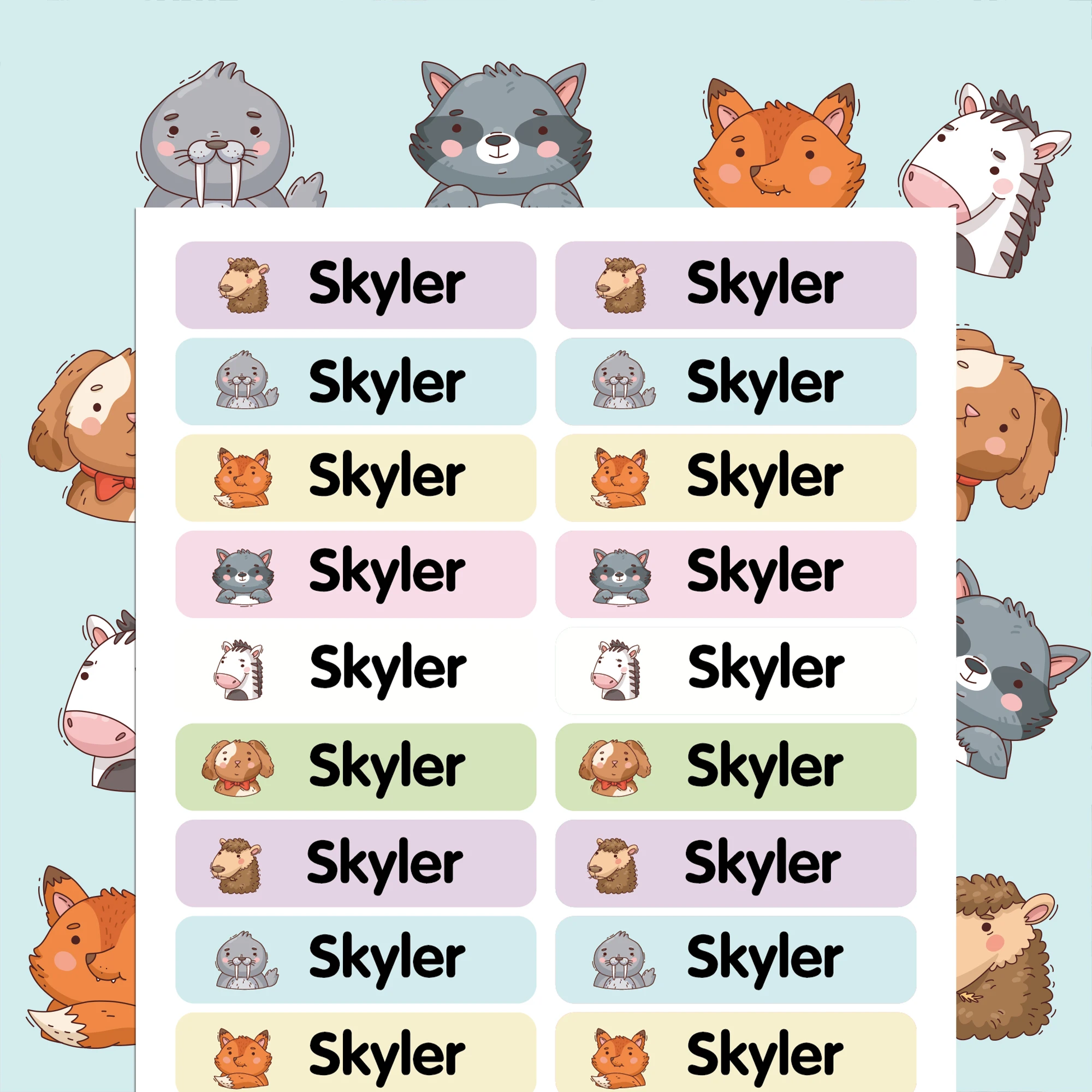 42/84pcs cute animals Water Cup Tag Name Tag Textbook Tag Textbook Label Customizable Patches Perfect For School,Hom