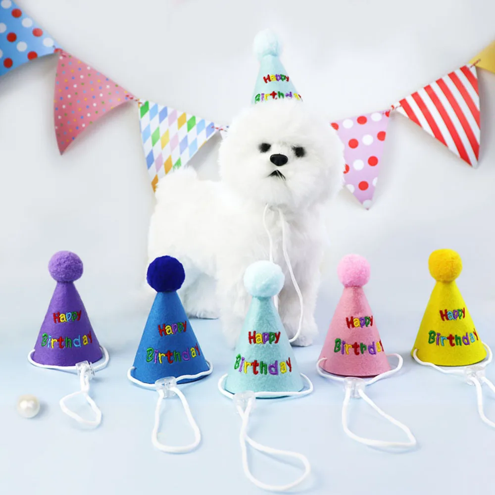 

Pet Birthday Hat Adjustable Dog Cat Hat Birthday Party Photo Props Pet Supplies