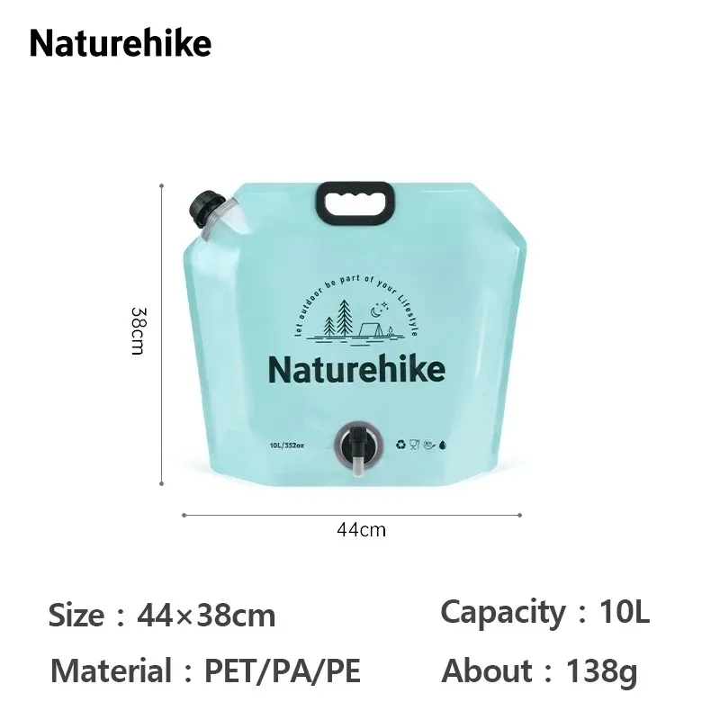 Naturehike 10L opvouwbare waterzak met kraan Opvouwbare veiligheidsafdichting Drinkwatercontainerzak Draagbare waterzak voor buiten