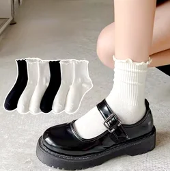 Calzini Jk giapponesi da donna primavera estate scarpe Lolita Mary Jane per bambini calzini a tubo medio in pizzo arruffato calzini lavorati a maglia traspiranti