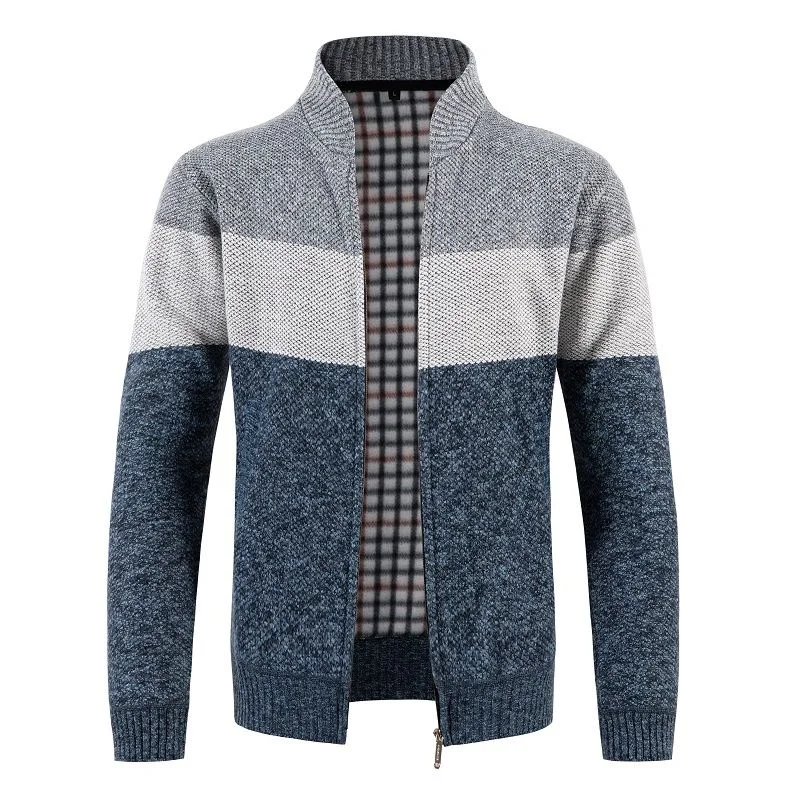 Cardigan sweater jacket Korean style autumn and winter color zipper jacket men's top