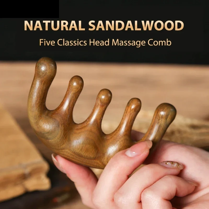 Sandalwood Massage Comb, Massage Comb, Head Meridian Comb, Carry Wooden Meridian Comb with Hand Gifts Scalp Applicator Gua Sha