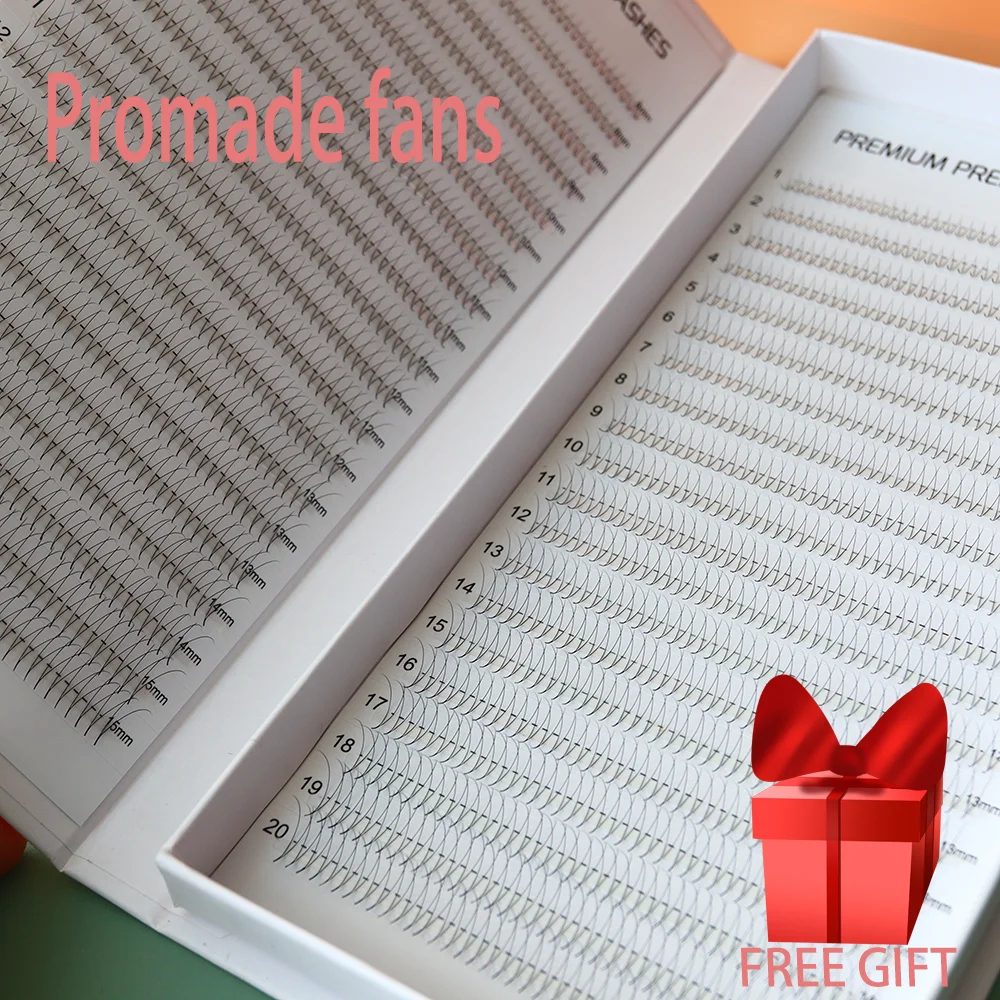 Bandeja estreita para cílios pré-fabricados, 1600 fãs, 40 linhas mega 6d 8d, volume russo, base fina pontiaguda, fãs de promada, extensões de cílios, fornecimento