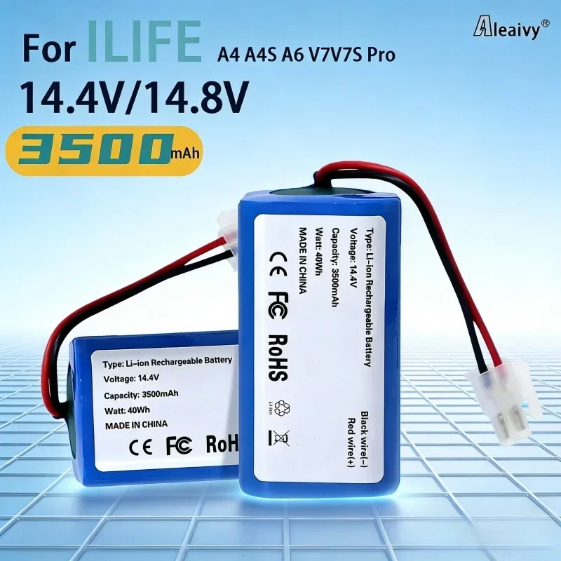 

Сменный аккумулятор 14.4V 2600mAh для робота-пылесоса ILIFE A4, A4s, V7, V7s Plus, A6, перезаряжаемый аккумулятор 18650