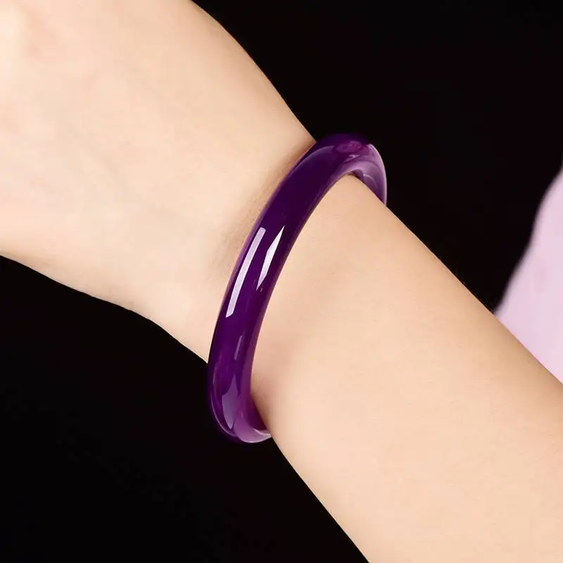 

Purple agate bracelet female emperor purple chalcedony bracelet thin round strip primary color safety bracelet crystal