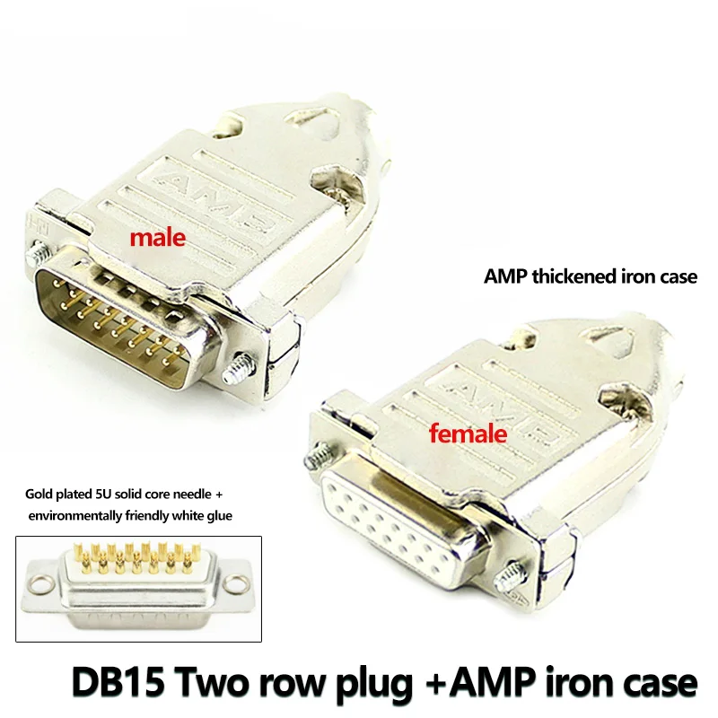 High End Gold-Plated 5-U Solid Core DB15 Pin Welded Plug With Two Rows Of 15 Pin Male And Female Heads COM Parallel Port AMP Iro