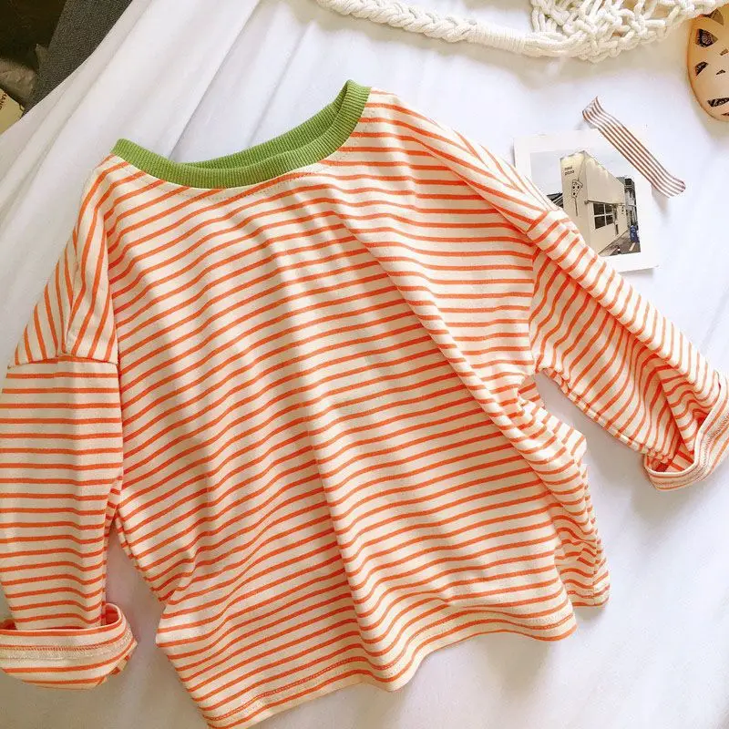 2026 herbst Frühling 1-5Y Baby Mädchen Jungen Unterhemd Kinder Gestreiften Langarm T-Shirt Lose Weiche Täglichen Kinder Top Kleidung – Detail 7