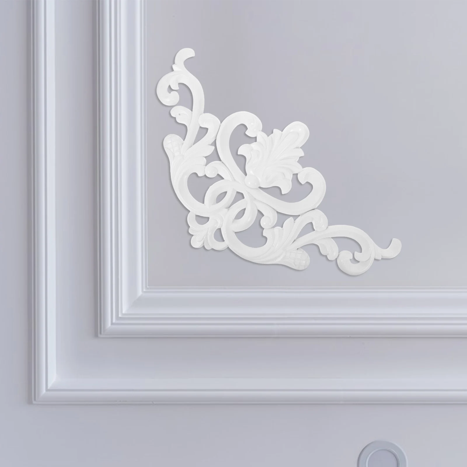 

White Carved Flower Appliques Ceiling Corner Flower Carvings Decals for Bedroom Living Room Dining Room