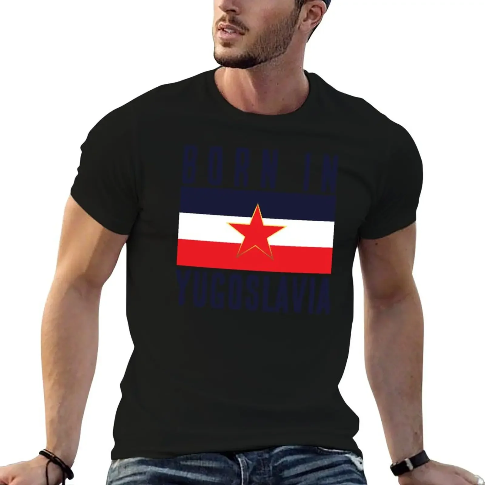 

Born In Ex Yugoslavia Jugoslavija SFRJ Grb Zastava T-Shirt vintage clothes man t shirt tees black t shirts for men