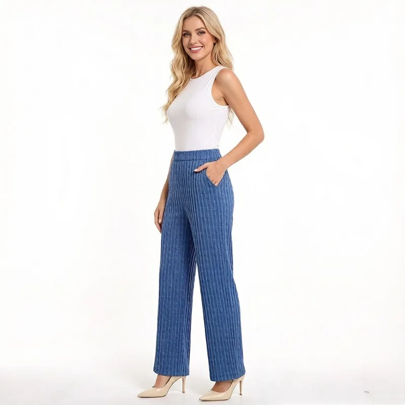 

Плиссированные прямые брюки Miyake для женщин, повседневные плиссированные брюки свободного кроя с высокой талией, эластичные, с эффектом удлинения ног